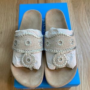 BNIB!  Jack Rogers Comfort Sandal sz 8.5 linen/silver